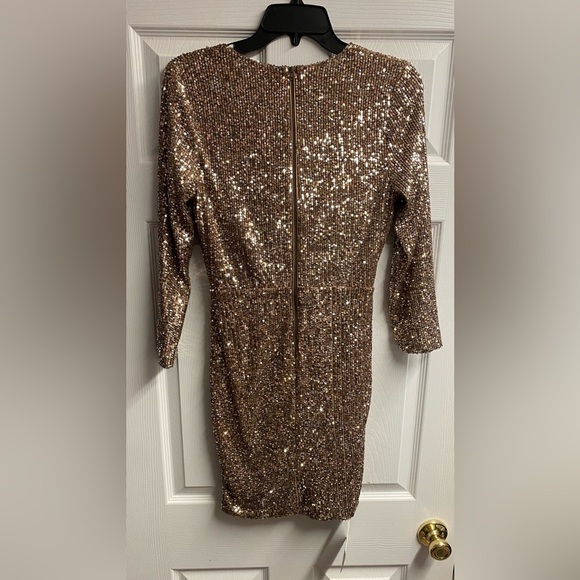 NWT Sadey With Love Italian Brown Sequin Mini Dress Size Small - Picture 5 of 5